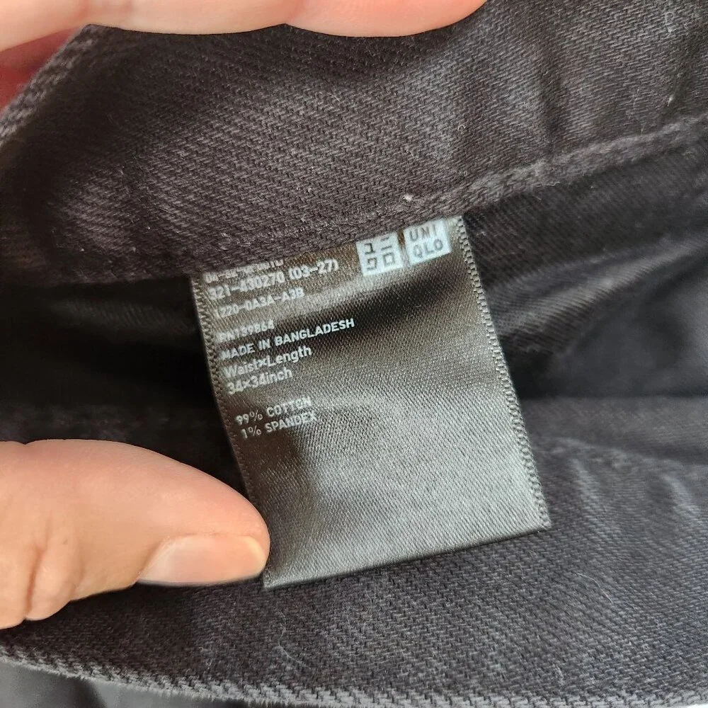 Uniqlo Men's Jeans Black Straight Leg Pants Classic Denim Size 34x34